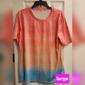 Gradient Coral and Blue Women's Top
